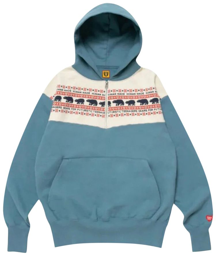 Human Made Half Zip Hoodie Blue