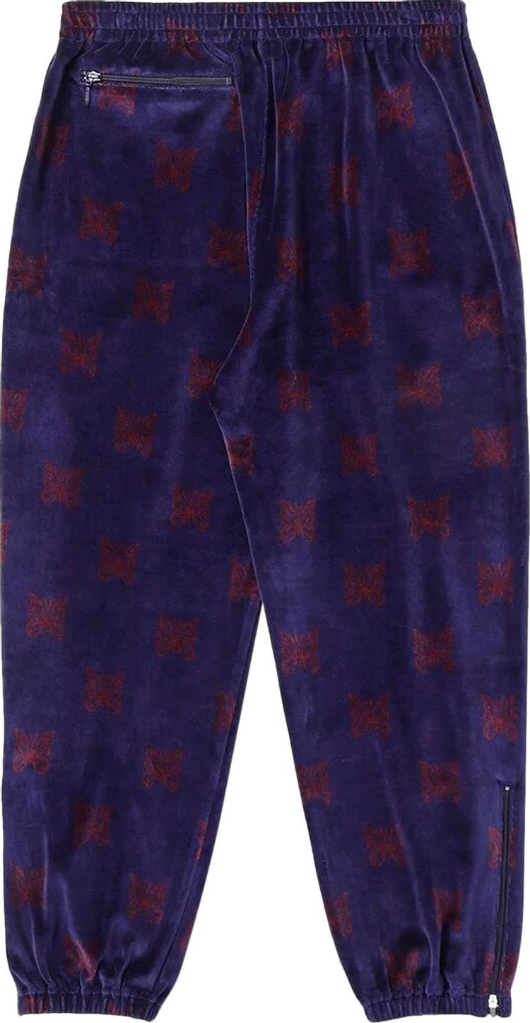 Needles Papillon Velour Zipped Track Pants NavyBordeaux