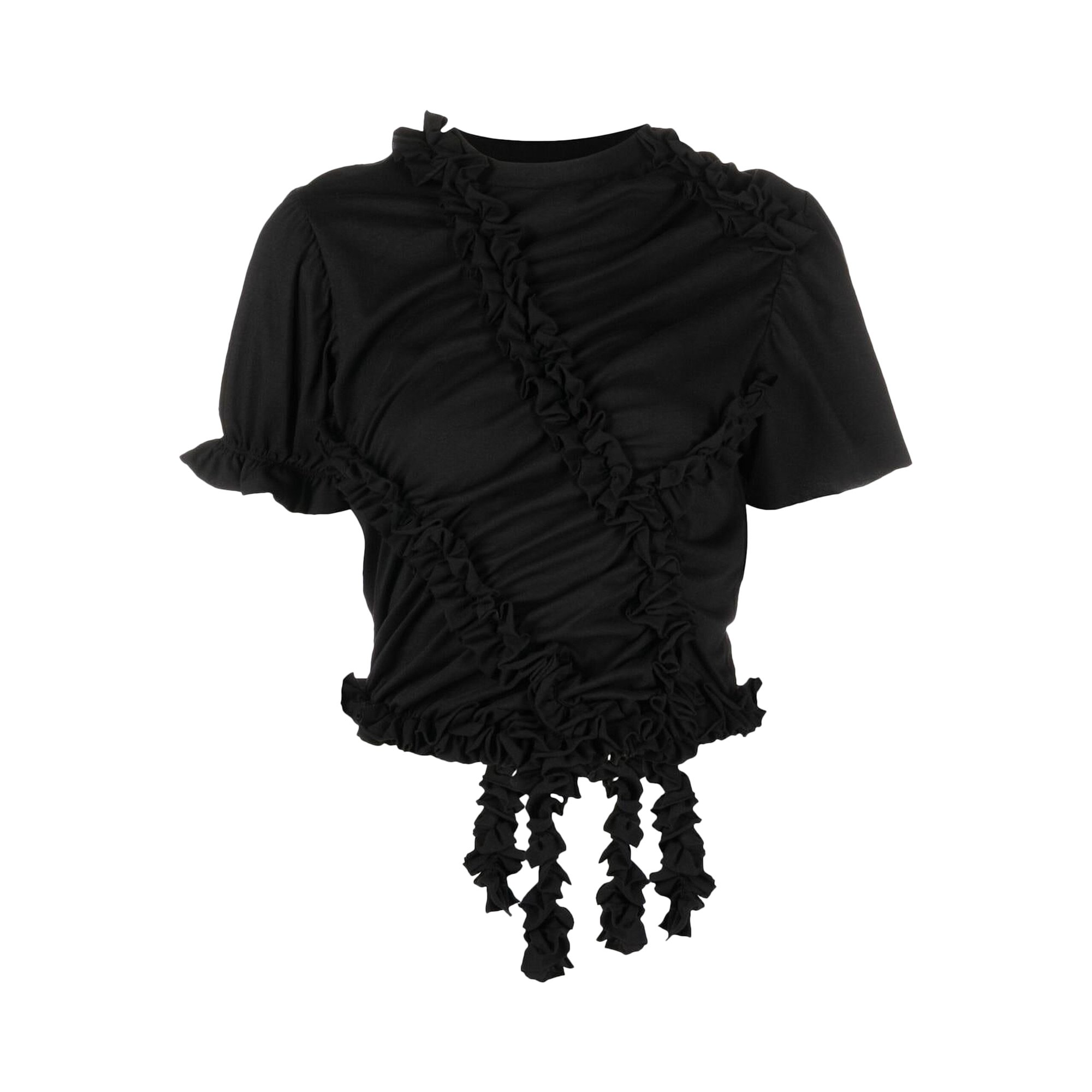Buy MM6 Maison Margiela Ruched Ruffle Detail T-Shirt 'Black 