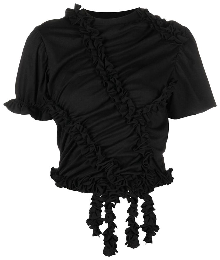 MM6 Maison Margiela Ruched Ruffle Detail T-Shirt 'Black'