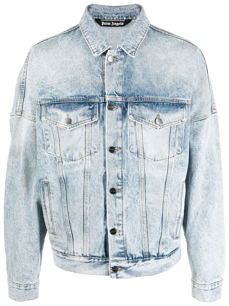 Palm Angels Back Logo Denim Jacket LightBlue