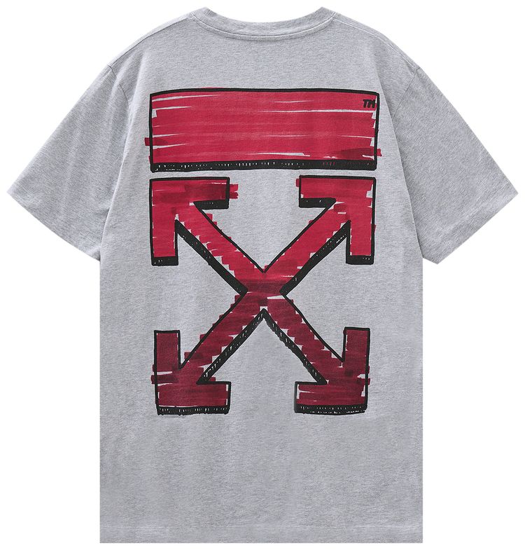 Off White Marker Slim Tee GreyRed