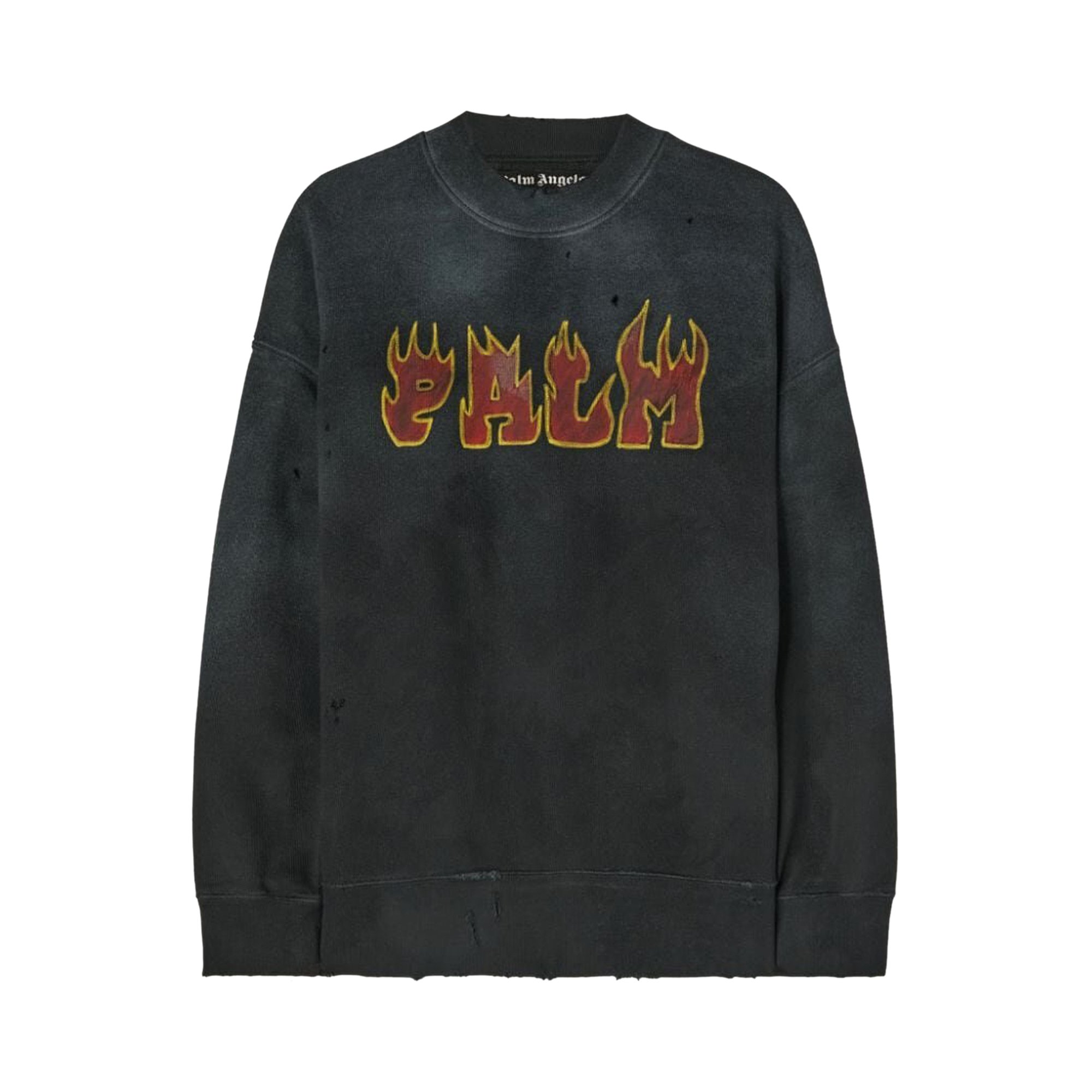 Buy Palm Angels Logo Flames Vintage Crew 'Black/Red