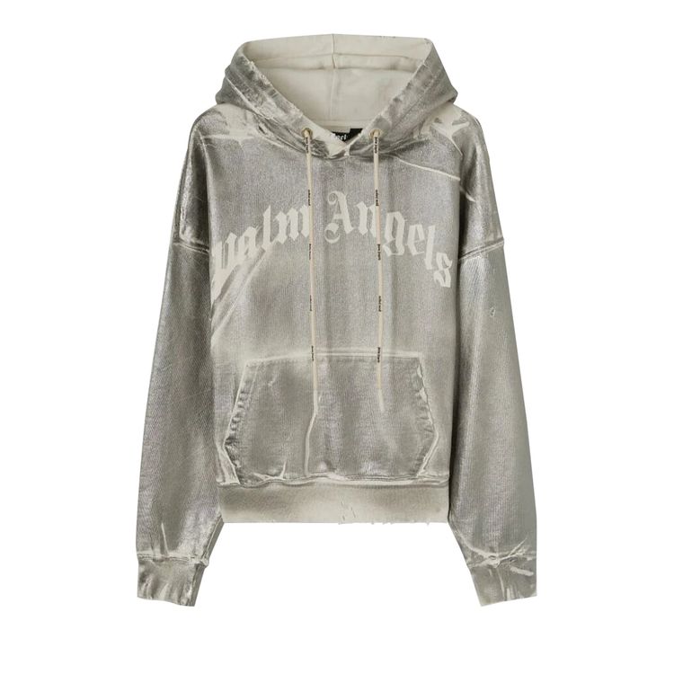 Palm Angels Grey Melange Sweatshirt With Hood