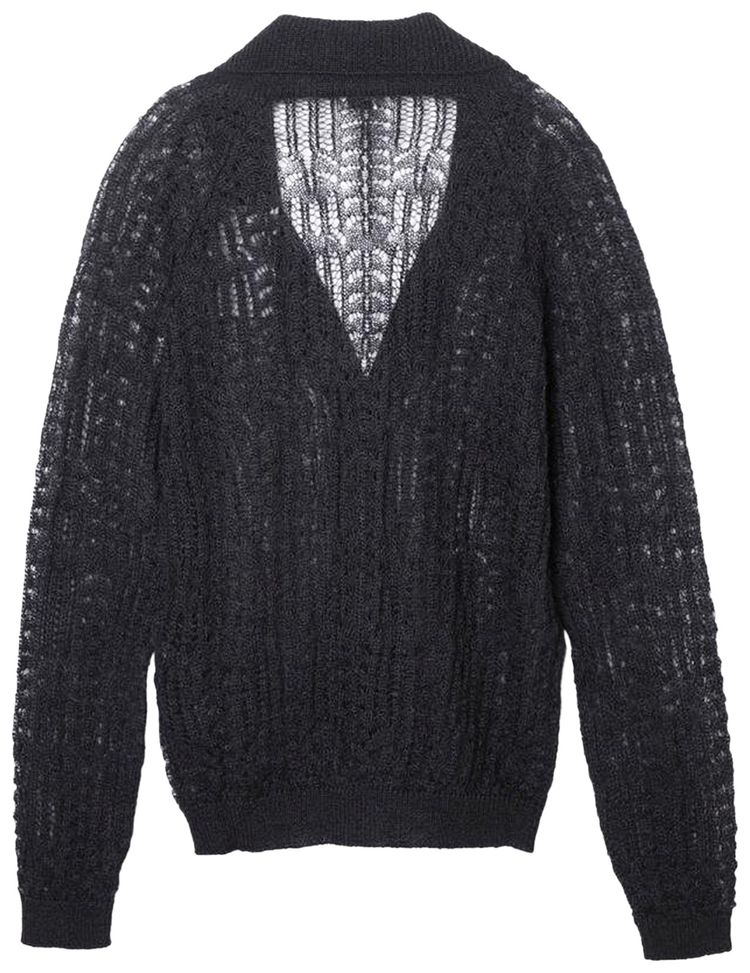 Saint Laurent Lace Knit 70s Cardigan Black