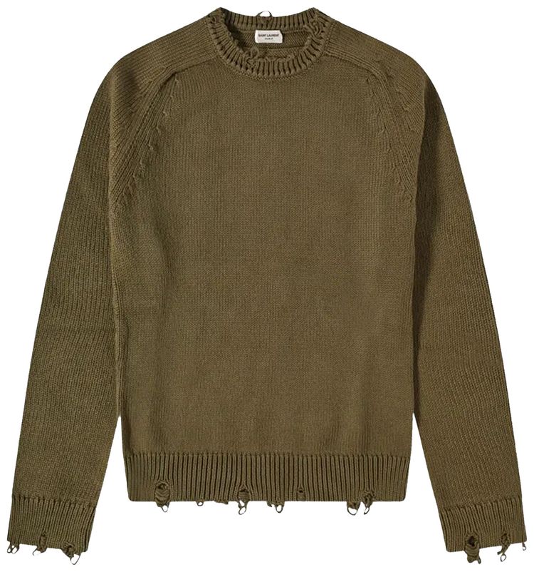 Saint Laurent Used Detail Crewneck Sweater 'Khaki'