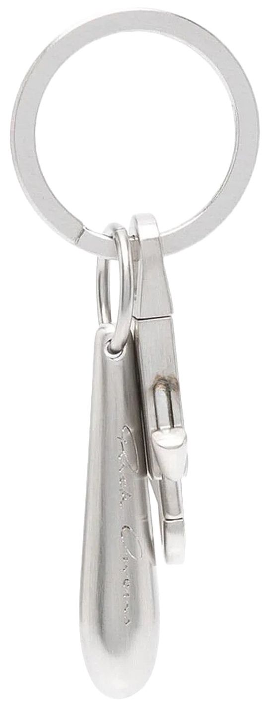 Rick Owens Teardrop Brass Keychain Silver