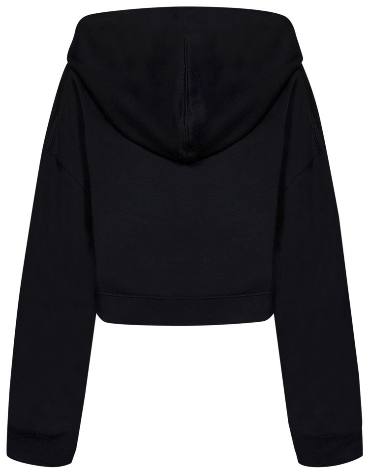 Off White For All Helvetica Crop Over Hoodie BlackWhite