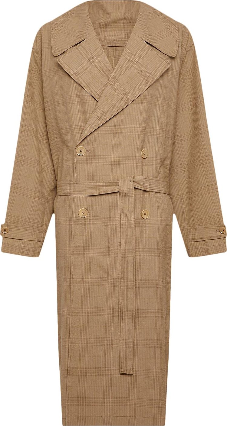 Lemaire Double Breasted Overcoat 'Brown/Yellow Beige'