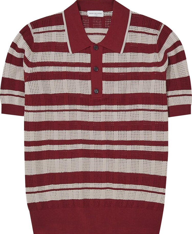 Dries Van Noten Mirko Striped Polo Shirt 'Bordeaux'
