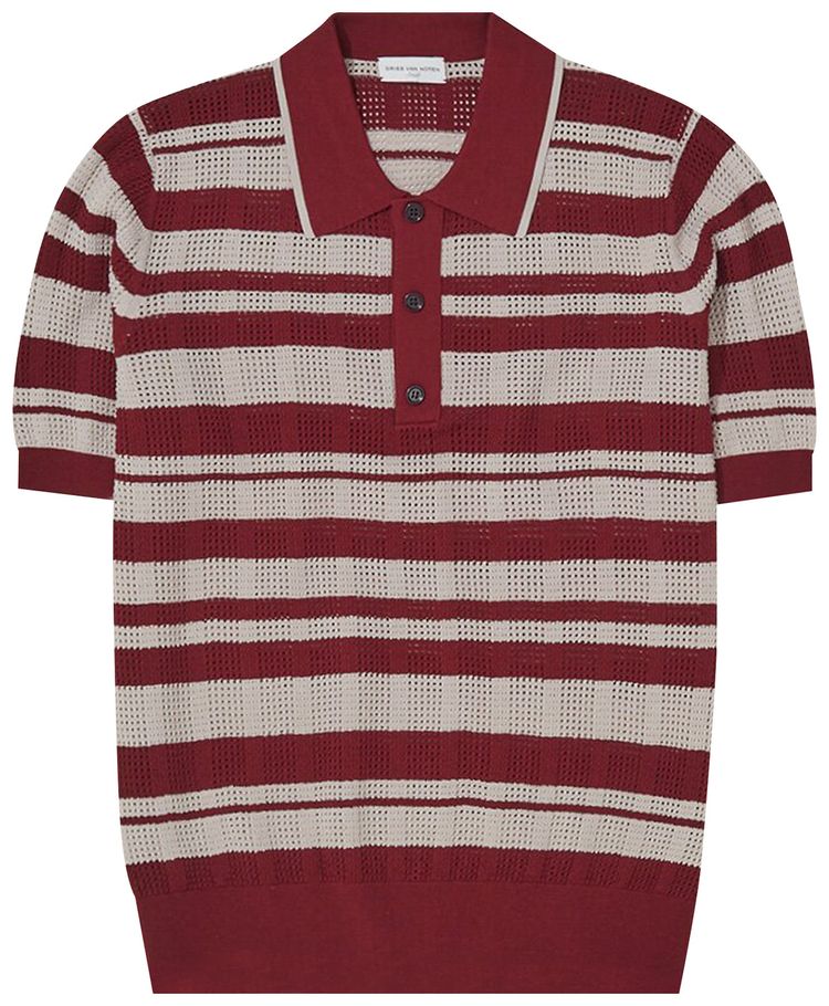Dries Van Noten Mirko Striped Polo Shirt Bordeaux