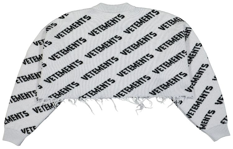 Vetements Monogram Cropped Knitted Sweater GreyBlack