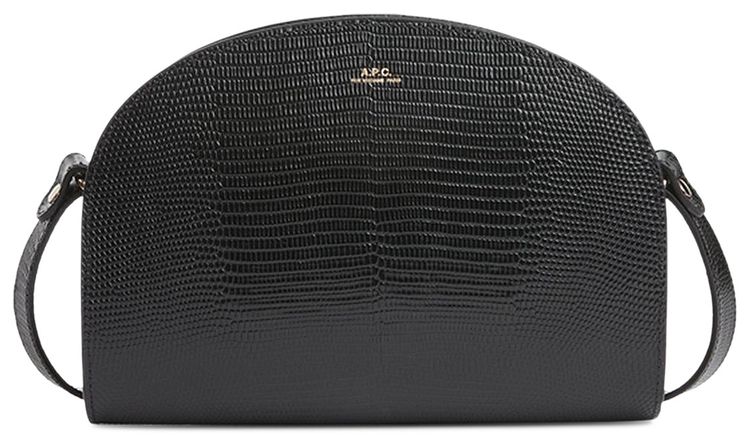 APC Demi Lune Embossed Leather Bag Black