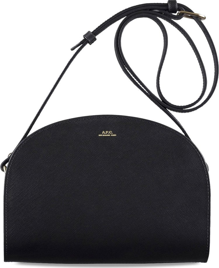A.P.C. Sac Demi Lune Mini Embossed Shoulder Bag 'Black'