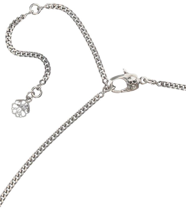Alexander McQueen Swarovski Pave Skull Necklace Antique Silver