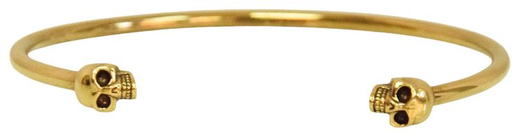 Alexander McQueen Thin Twin Skull Bracelet Gold