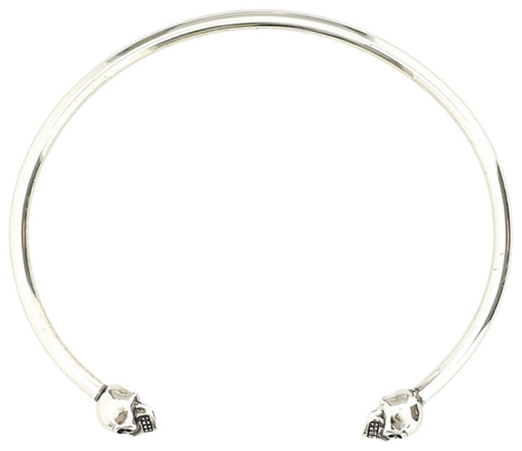 Alexander McQueen Thin Twin Skull Bracelet Silver