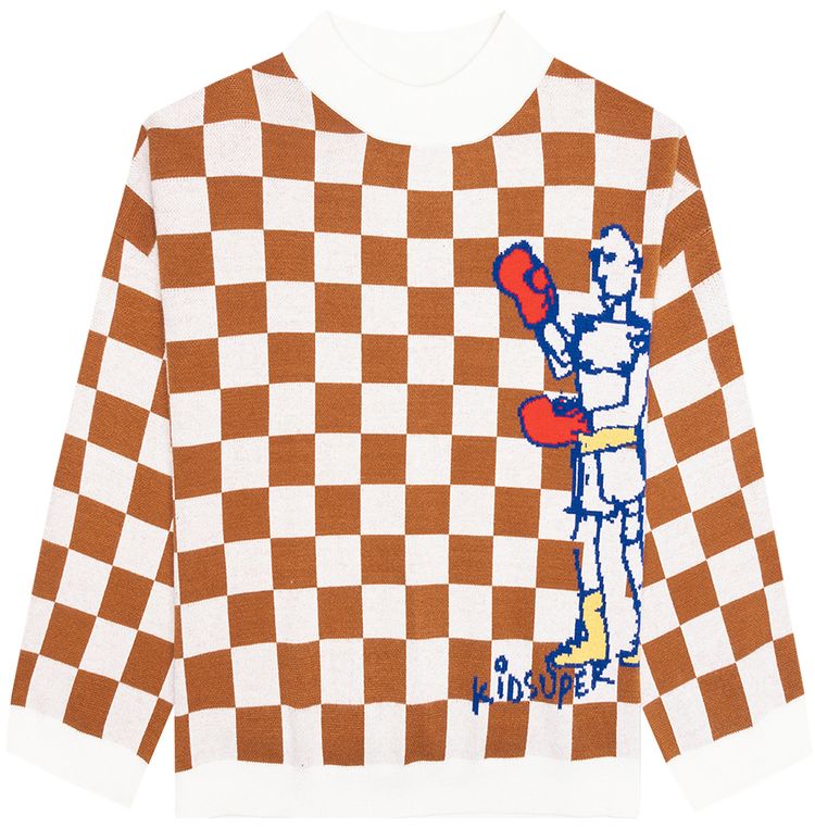 KidSuper Checkered Sweater Burnt Orange
