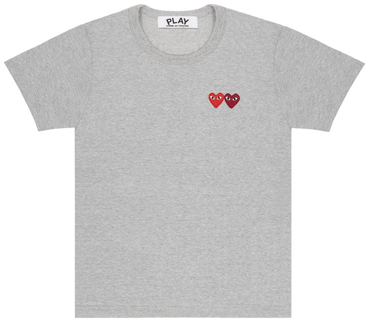 Comme des Garcons Play T Shirt With Small Double Hearts Grey