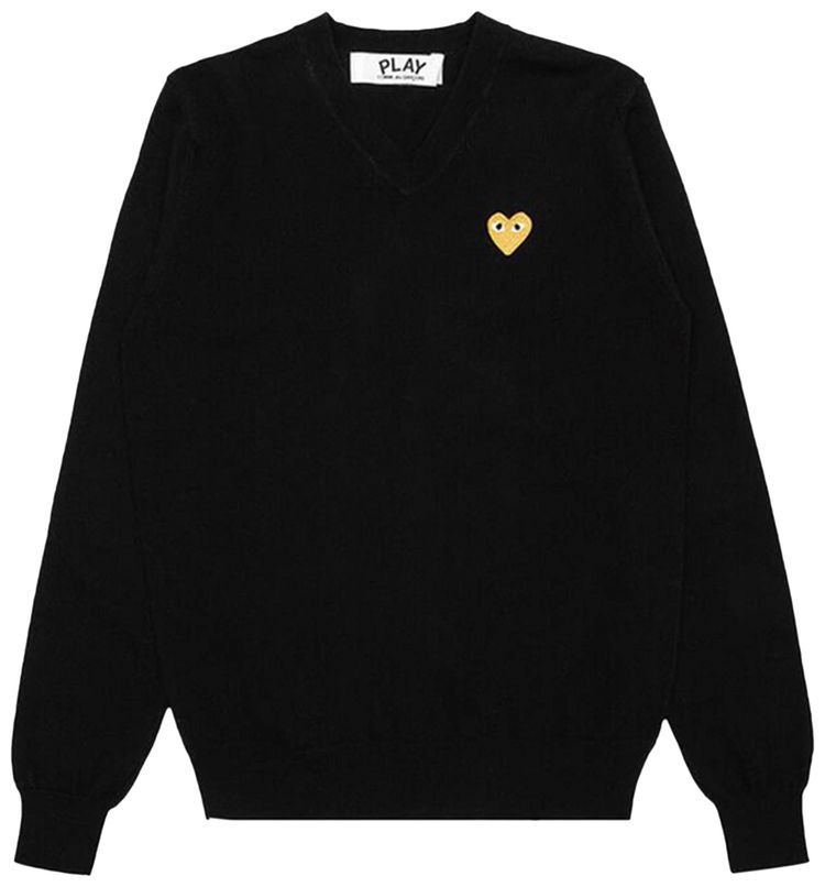 Comme des Garcons PLAY Gold Heart Sweater Black