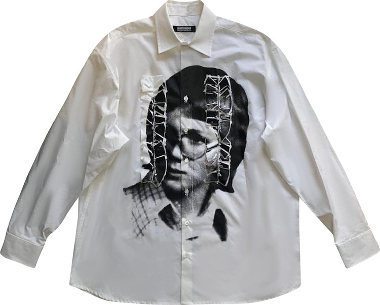Raf Simons Big Shirt With Ruffles And Print On Top 'White'