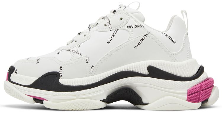 Balenciaga Wmns Triple S Sneaker Allover Logo   White Pink