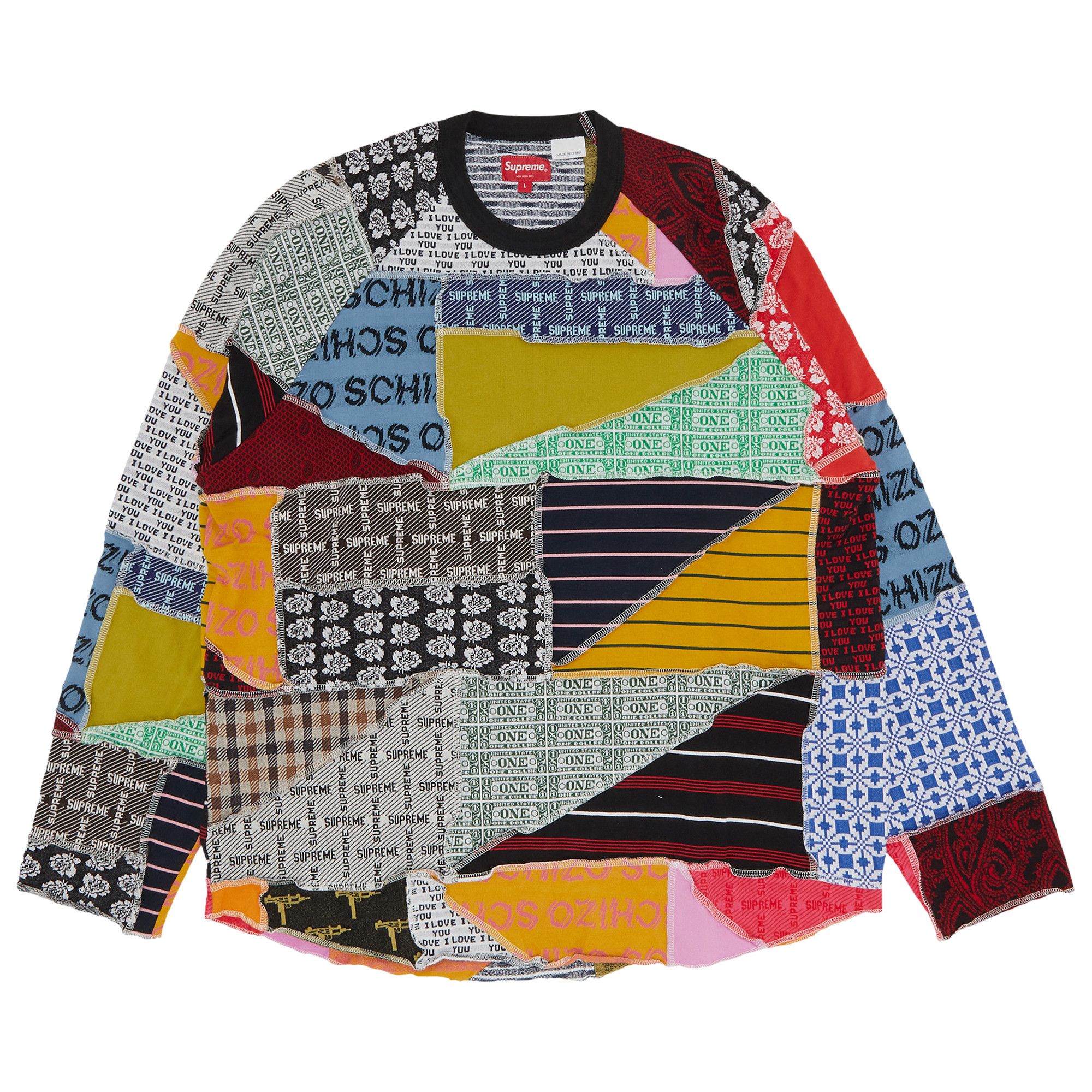 Size xxl Supreme Patchwork Jacquard Long-Sleeve Top 'Multicolor'