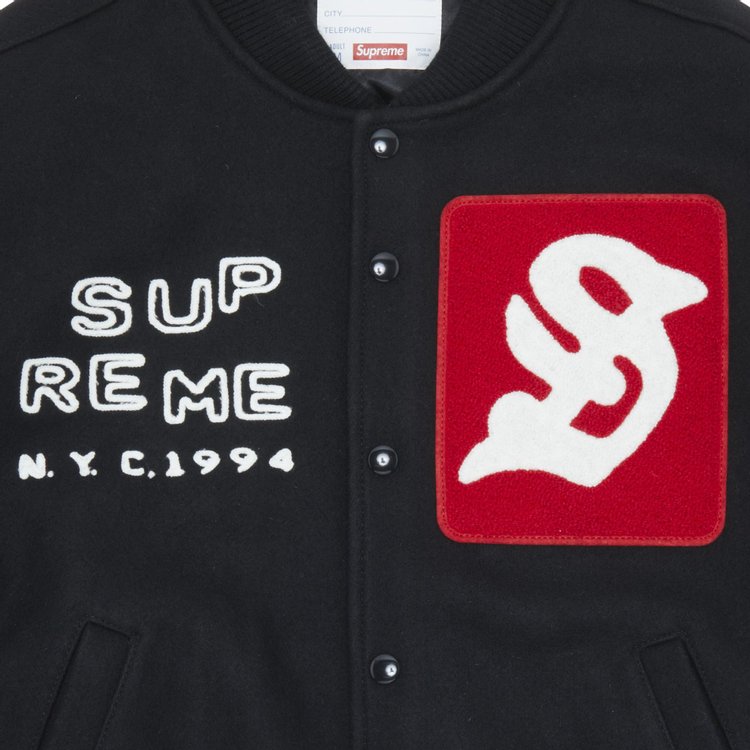 Supreme Tourist Varsity Jacket Black