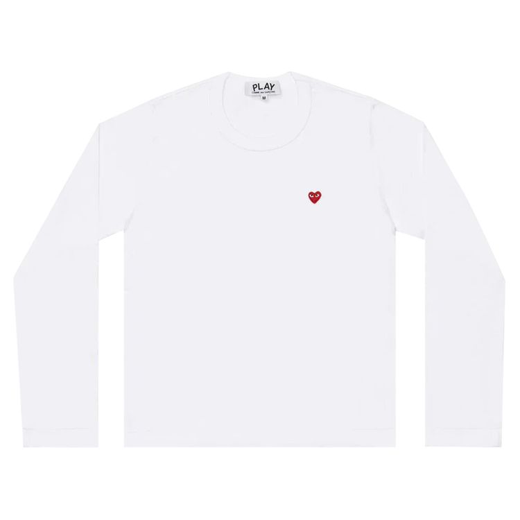Comme des Garcons PLAY Small Heart Long Sleeve T Shirt White