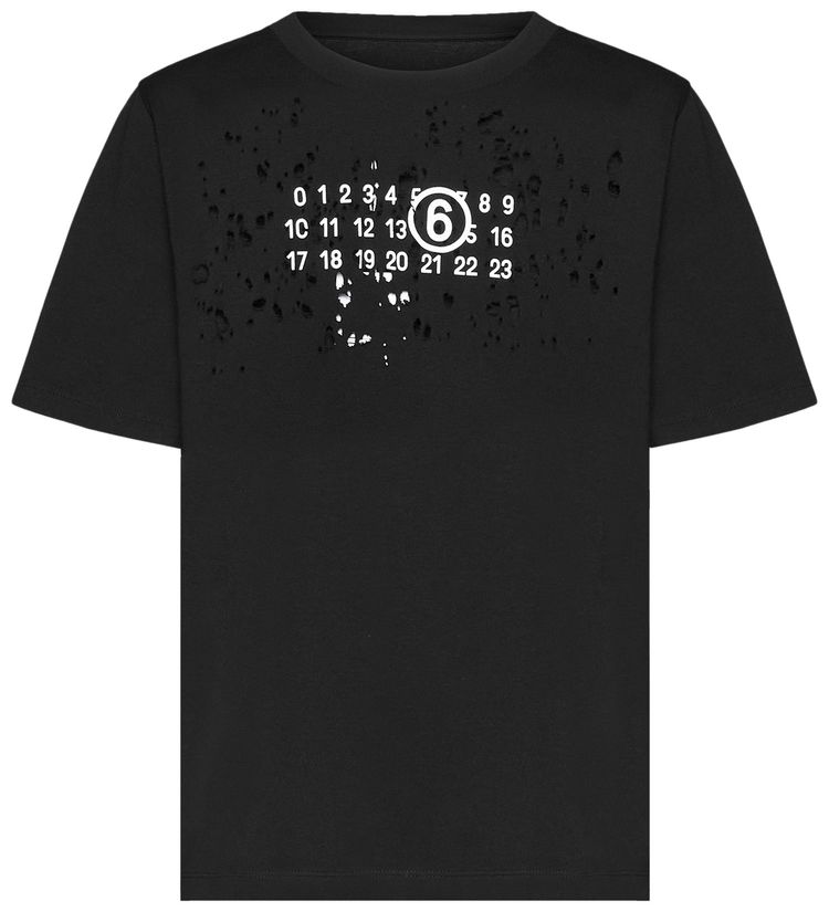 MM6 Maison Margiela Destroyed Logo T Shirt Black