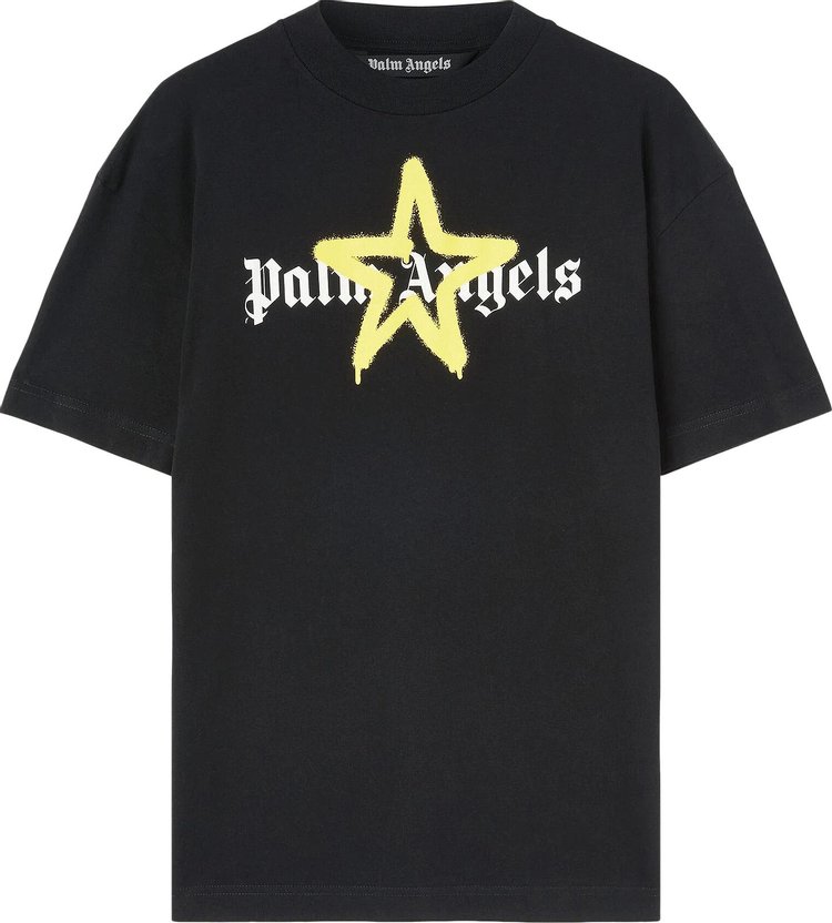 Palm Angels Star Sprayed Tee 'Black/Yellow'