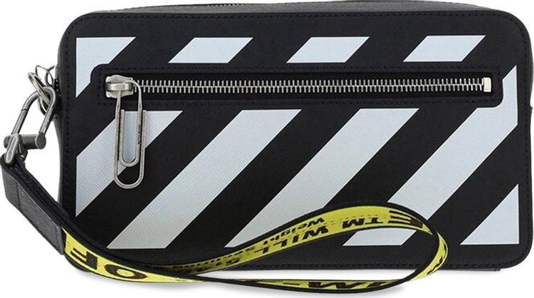 Off White Binder Diag Saff Clutch BlackWhite