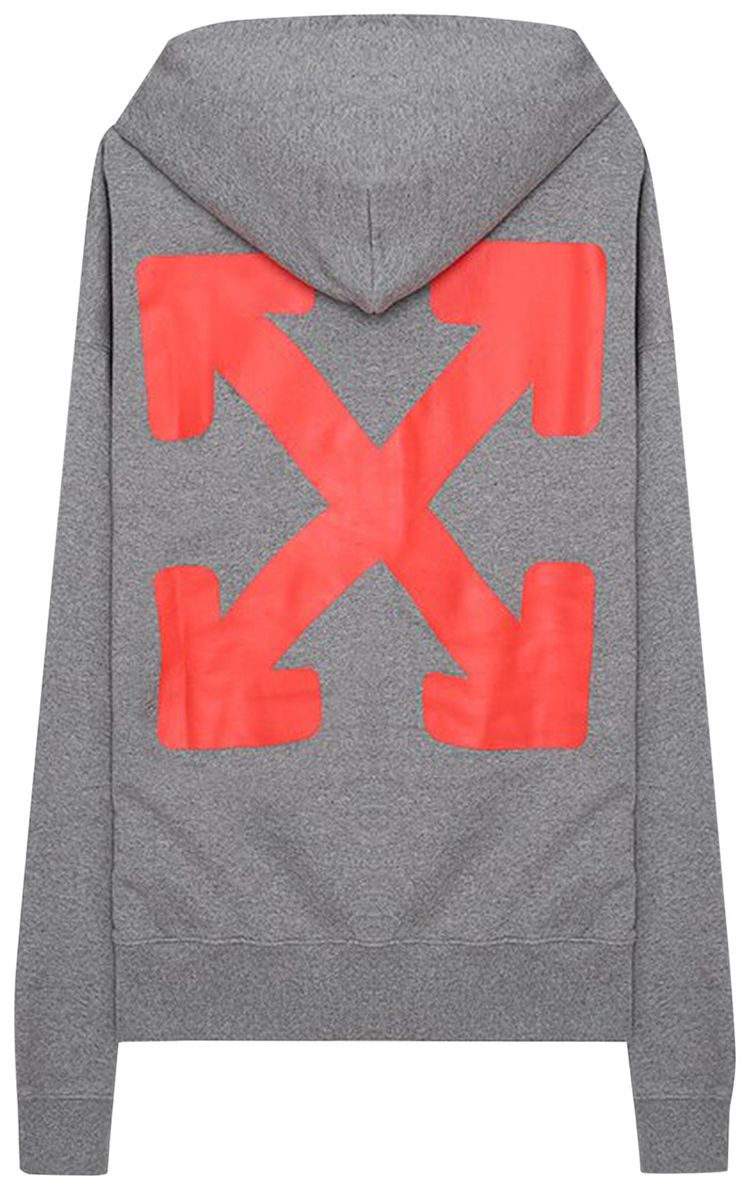Off White Slogan Print Hoodie Grey