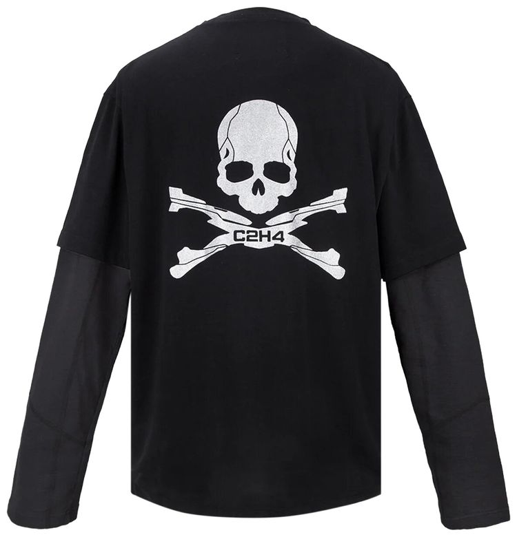 C2H4 x Mastermind Japan C Mastermind Double Layer Glitter Powder Long Sleeve T Shirt Black