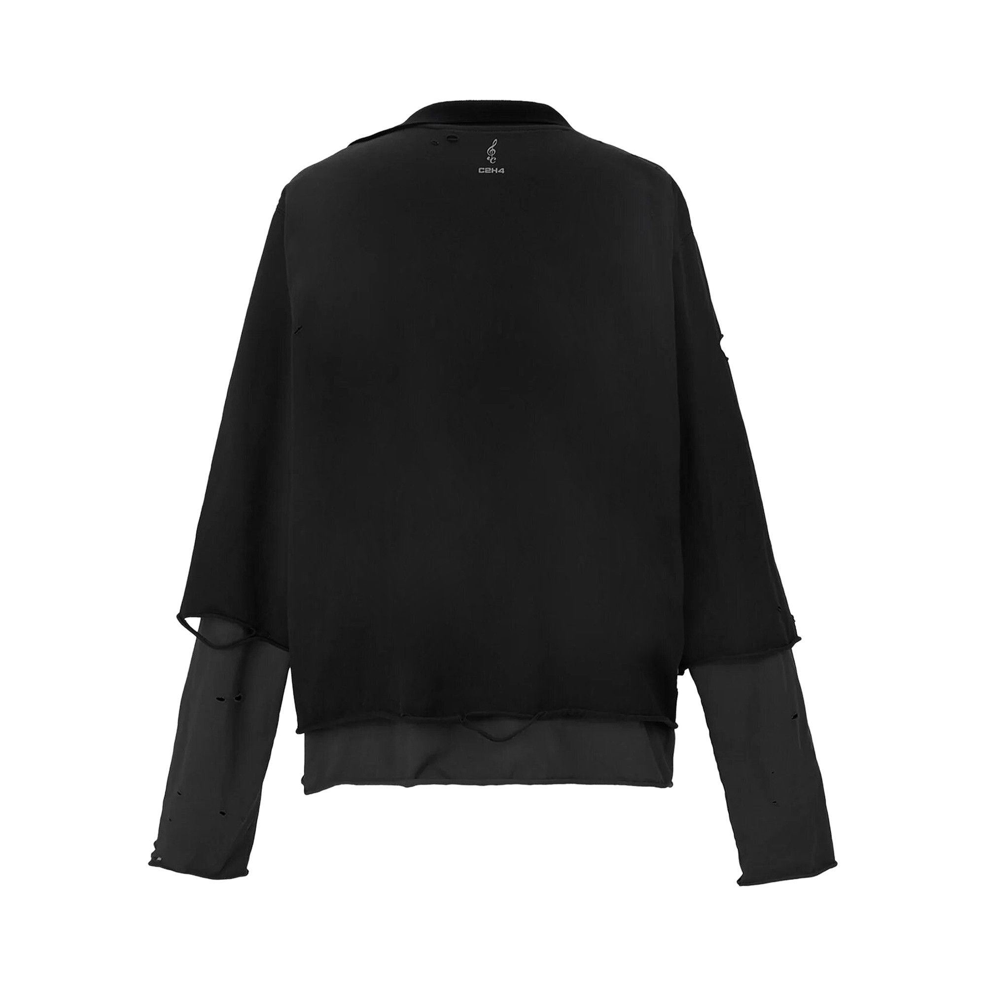 Buy C2H4 Panelled Distressed Double Layer Long-Sleeve T-Shirt 'Black' -  R003 027T BLAC | GOAT