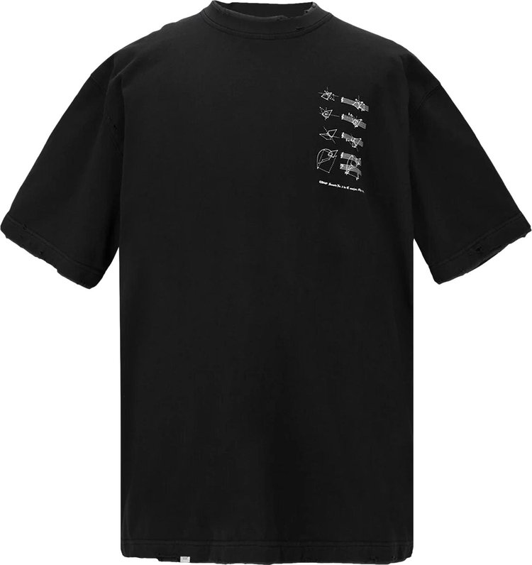 C2H4 Distressed Layered T-Shirt 'Black'