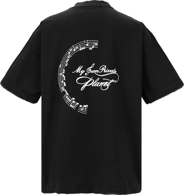 C2H4 Distressed Layered T Shirt Black