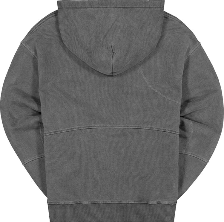 C2H4 Cold Dye Panelled Hoodie Dark Grey