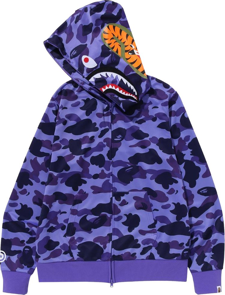 BAPE 1st Camo Jersey Shark Full Zip Hoodie Purple