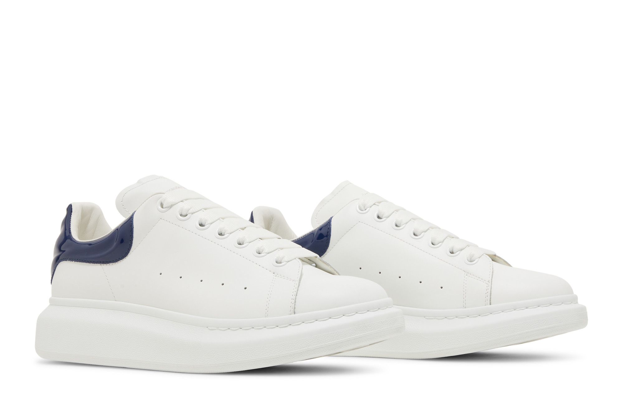 Buy Alexander McQueen Oversized Sneaker White Navy Patent 727390 WICGW 9095 GOAT IT