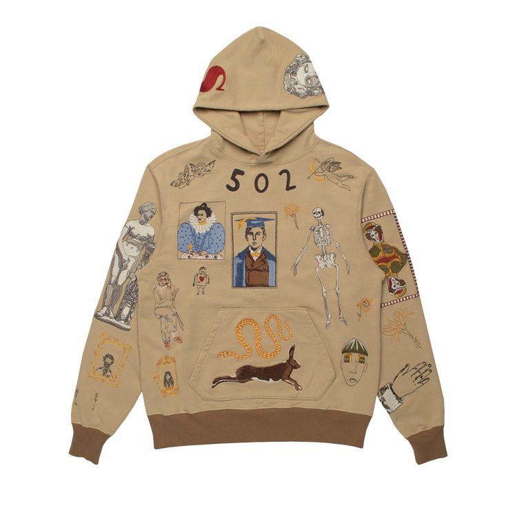 Samuel Zelig Collage Hoodie in Dark Taupe
