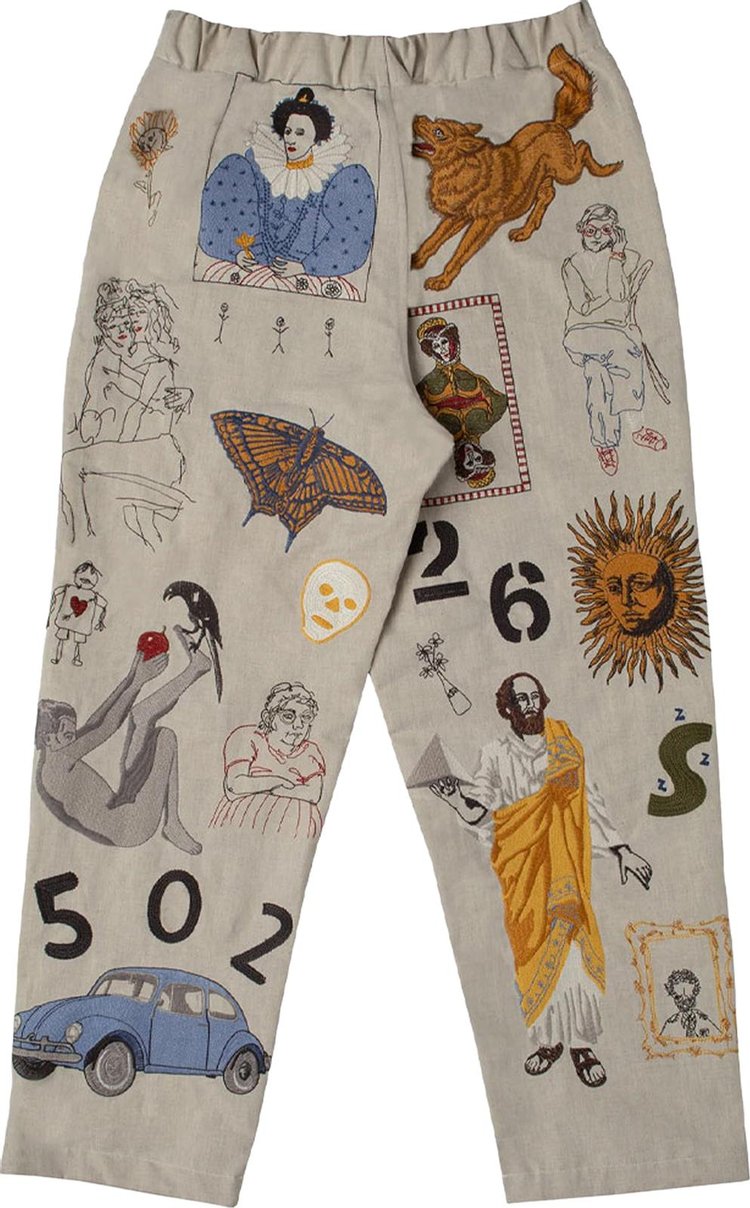 Samuel Zelig Gallery Pant NaturalMulticolor Embroidery