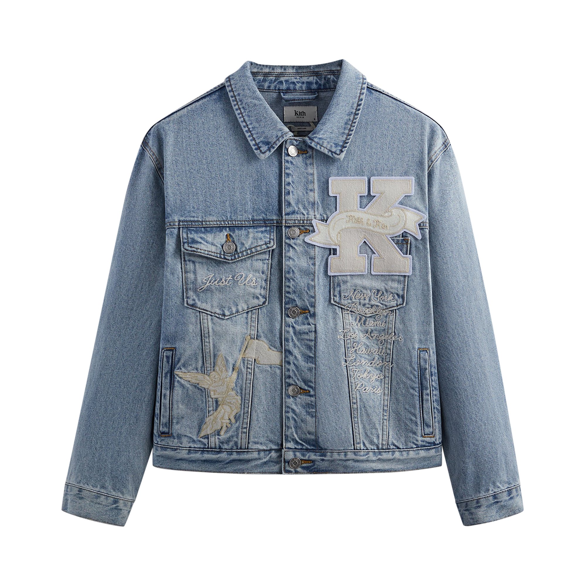 Kith Embroidered Centre Denim Jacket 'Light Indigo' | GOAT