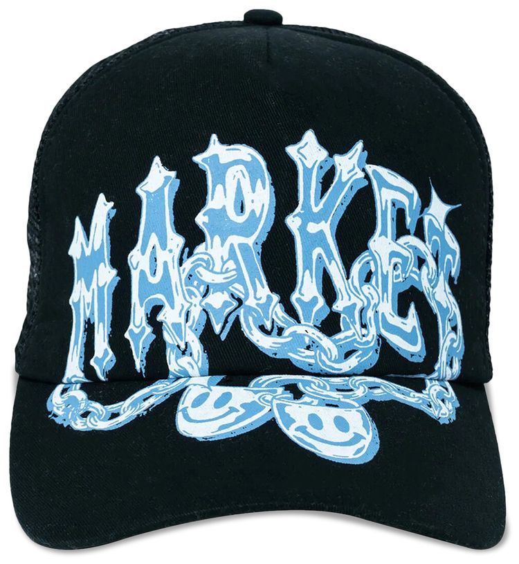 Market Smiley Market Chain Trucker Hat Black