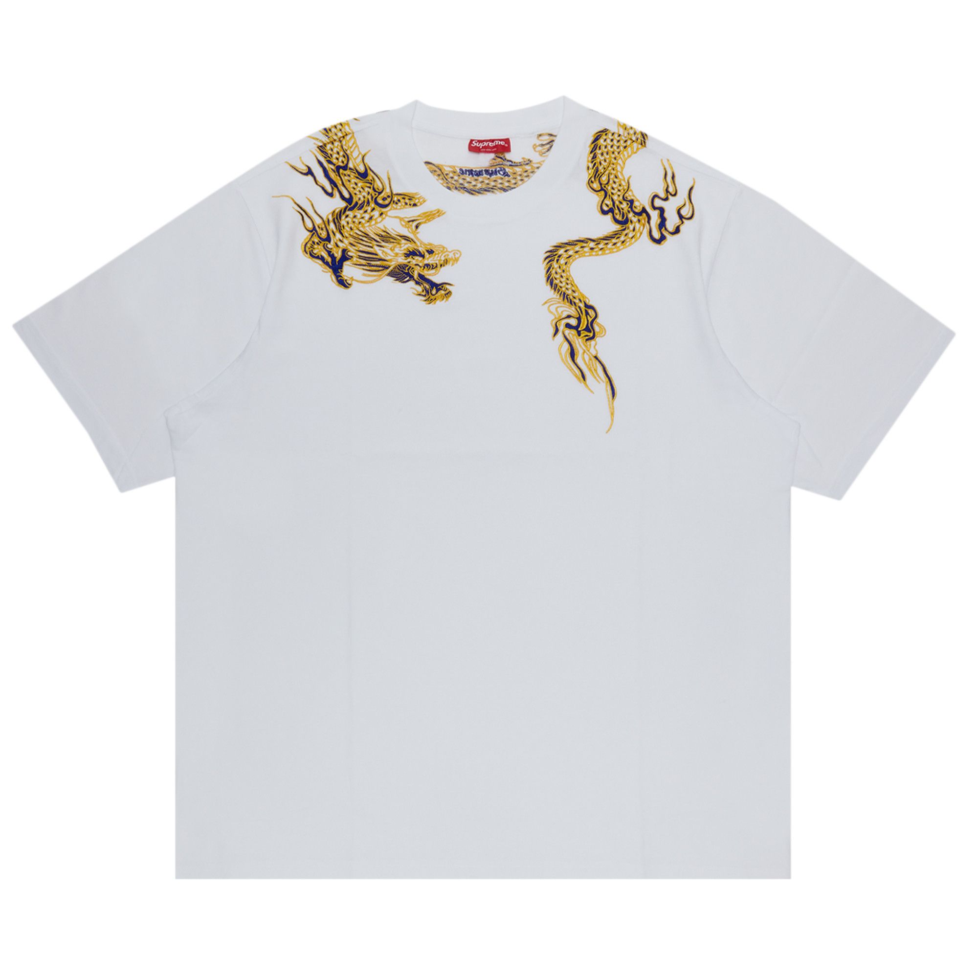 White and gold supreme shirt top