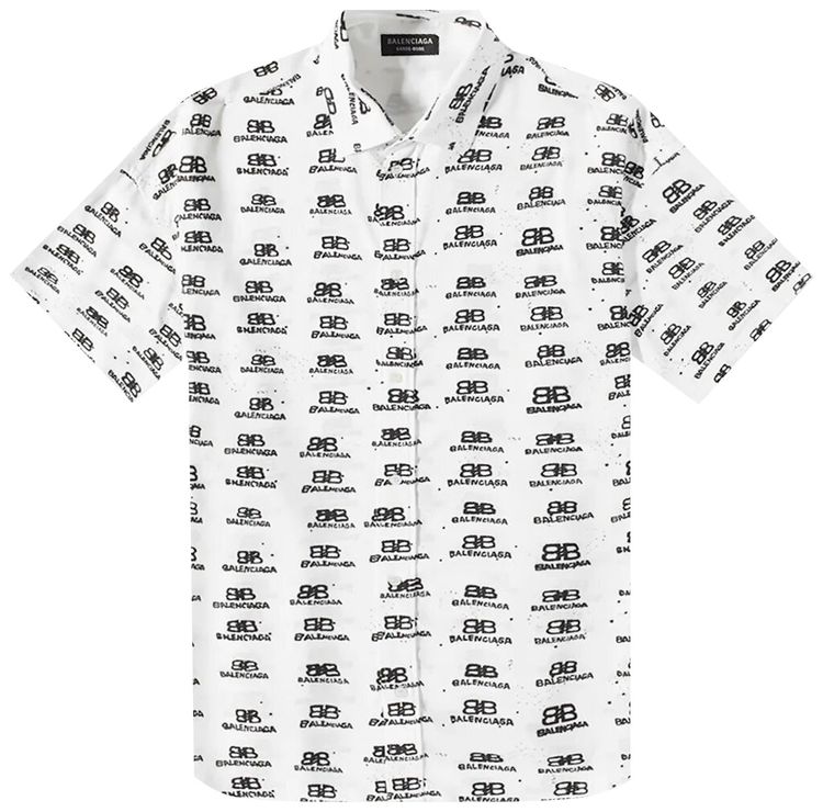 Balenciaga Short Sleeve Oversized Shirt WhiteBlack