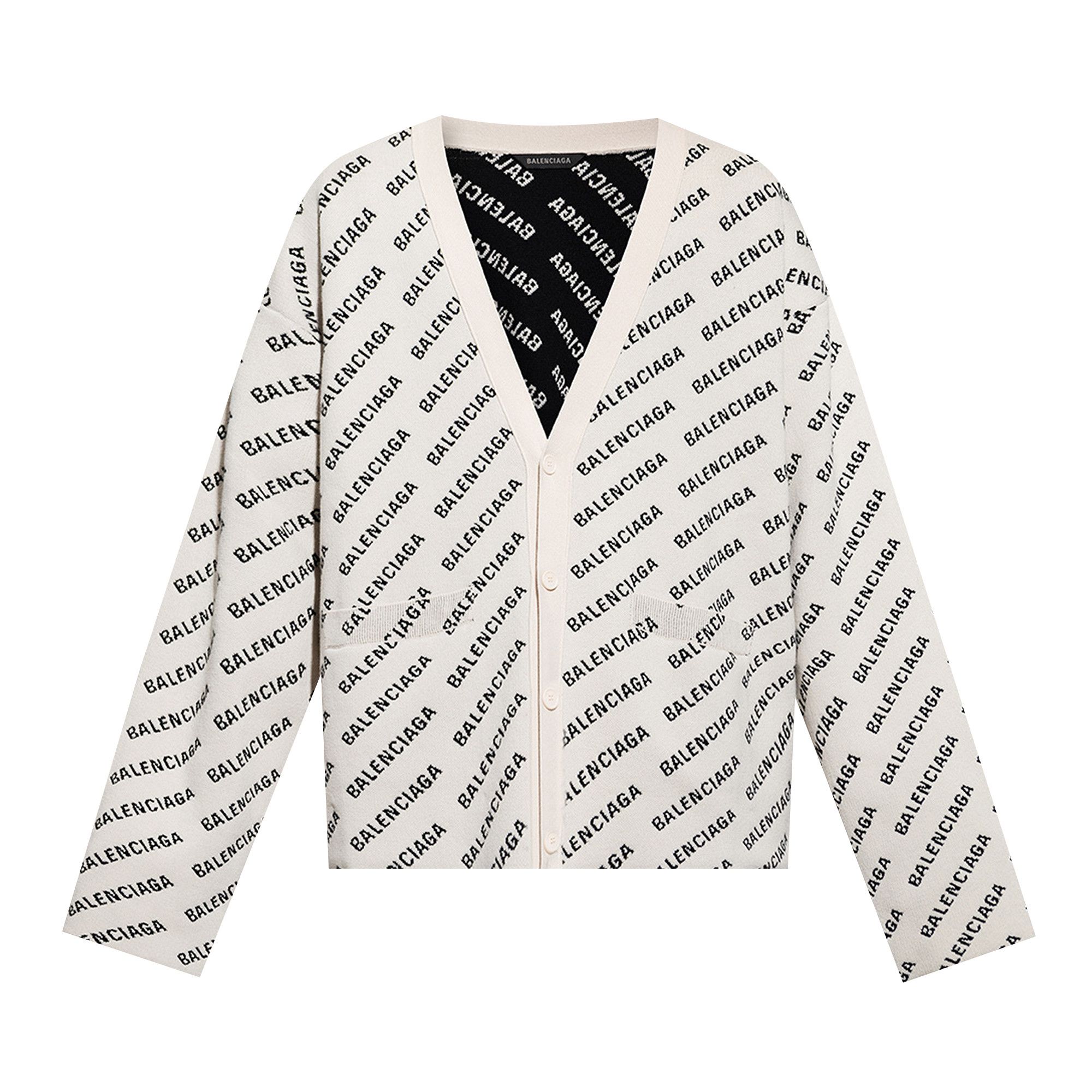 Buy Balenciaga All Over Cardigan White Black 736248 T3233 9054 GOAT SA