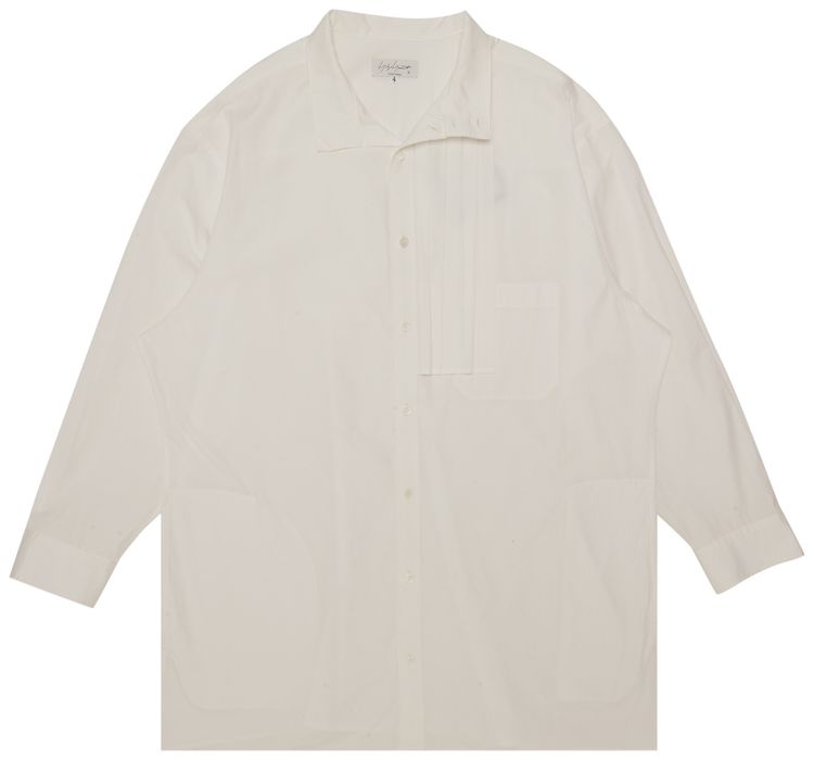 Yohji Yamamoto Pour Homme Collart Stand With Pleated Cloth White