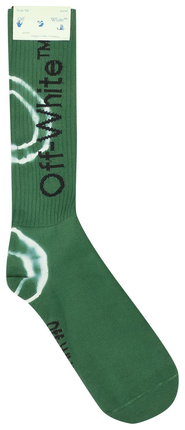 Off White Tie Dye Sock Dark GreenBlack