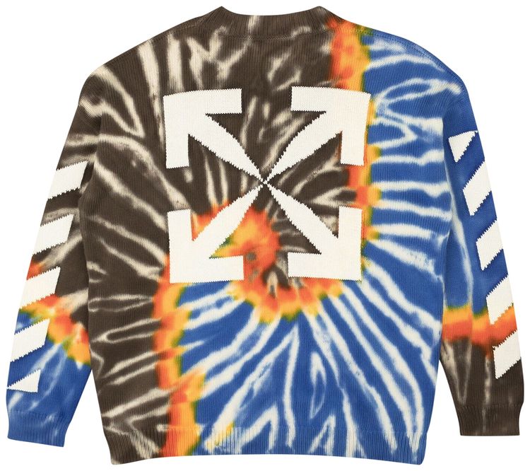 Off White Diag Tie Dye Knit Crewneck BlackWhite
